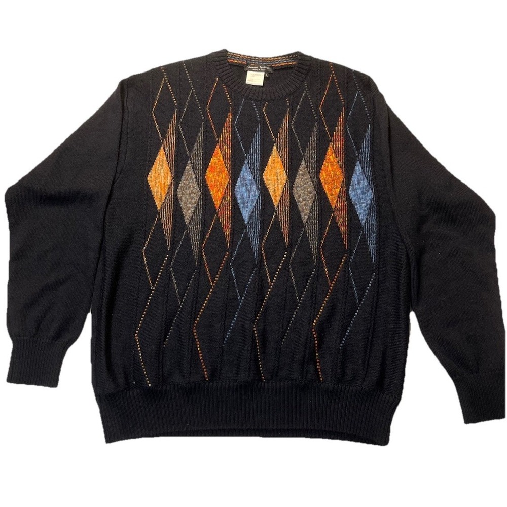 Men's Lorenzo Tavernari Argyle Wool Blend Sweater - Size L